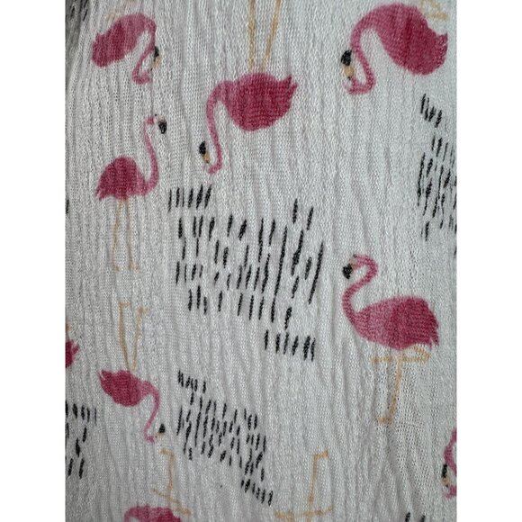 Flamingo Print Button-Up Nightshirt By I. Appel XL Polyester/Spandex Blend Made - Picture 13 of 16